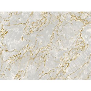 Bien Exclusive 2049 Yeni Gold Damarlı Beyaz Mermer Desen Premium Duvar Kağıdı 5 M²