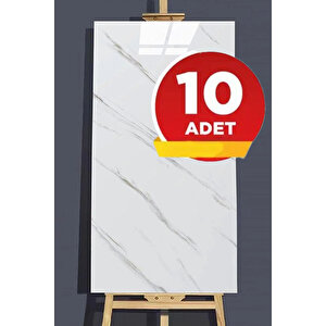 10 Adet, 30x60 Cm Beyaz Siyah Mermer Damarlı Desenli Kendinden Yapışkanlı Seramik Köpük Banyo PVC Duvar Paneli