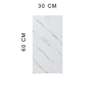 30x60 Cm Beyaz Siyah Mermer Damarlı Desenli Kendinden Yapışkanlı Seramik Köpük Banyo PVC Duvar Paneli