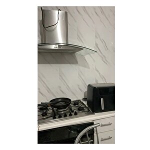 30x60 Cm Beyaz Siyah Mermer Damarlı Desenli Kendinden Yapışkanlı Seramik Köpük Banyo PVC Duvar Paneli