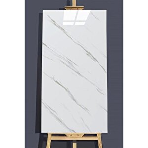 10 Adet, 30x60 Cm Beyaz Siyah Mermer Damarlı Desenli Kendinden Yapışkanlı Seramik Köpük Banyo PVC Duvar Paneli