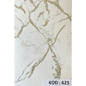 Bien Home 50x100 CM Parlak Beyaz Ve Altın Mermer Yapışkanlı Kaplama PVC Folyo BH623