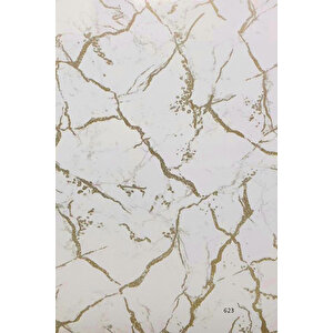 Bien Home 50x100 CM Parlak Beyaz Ve Altın Mermer Yapışkanlı Kaplama PVC Folyo BH623