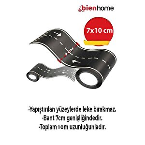 "BienHome Otobant Eğitici Yol Yapım Oyun Bandı Eğlenceli Trafik Bantı Road Tape Oyun Bandı 7 cm 10 Metre "