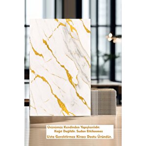 30x60 Cm Gold Damar Mermer Desenli Kendinden Yapışkanlı Mutfak Banyo Wc Kaplama Pvc Panel-MR16