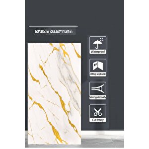 30x60 Cm Gold Damar Mermer Desenli Kendinden Yapışkanlı Mutfak Banyo Wc Kaplama Pvc Panel-MR16