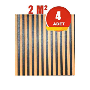4 Adet, 70x70cm 0,50M² Lambri Panel Ahşap Duvar Çıtası Desenli Kendinden Yapışkanlı Akustik Duvar Paneli Köpük -1401