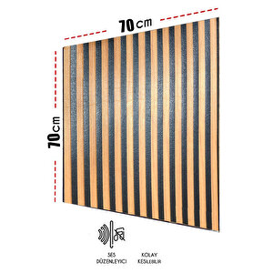 70x70cm 0,50M² Lambri Panel Ahşap Duvar Çıtası Desenli Kendinden Yapışkanlı Akustik Duvar Paneli Köpük -1401