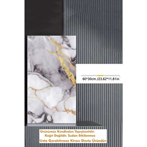 30x60 Cm Gri  Damar Mermer Desenli Kendinden Yapışkanlı Mutfak Banyo Wc Kaplama Pvc Panel-MR14