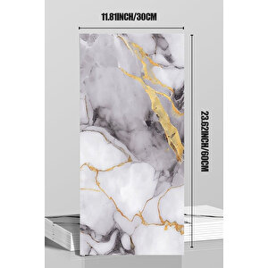 30x60 Cm Gri  Damar Mermer Desenli Kendinden Yapışkanlı Mutfak Banyo Wc Kaplama Pvc Panel-MR14