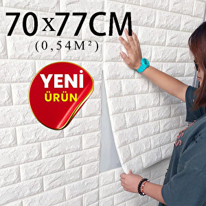 70x77 Cm Beyaz 0,54M² 3d Dekoratif Kendinden Yapışkanlı Esnek Duvar Kağıdı Kaplama Paneli Köpük