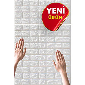 70x77 Cm Beyaz 0,54M² 3d Dekoratif Kendinden Yapışkanlı Esnek Duvar Kağıdı Kaplama Paneli Köpük