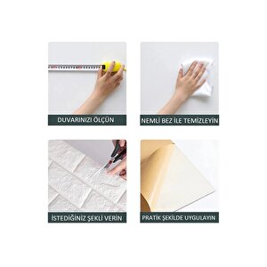 70x77 Cm Beyaz 0,54M² 3d Dekoratif Kendinden Yapışkanlı Esnek Duvar Kağıdı Kaplama Paneli Köpük