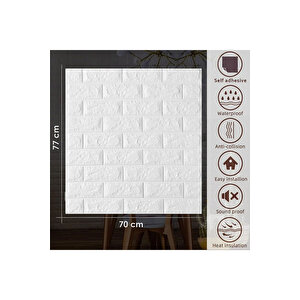 70x77 Cm Beyaz 0,54M² 3d Dekoratif Kendinden Yapışkanlı Esnek Duvar Kağıdı Kaplama Paneli Köpük