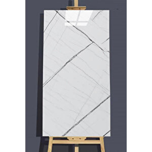30x60 Cm Beyaz Siyah Mermer Desenli Kendinden Yapışkanlı Seramik Köpük Banyo PVC Duvar Paneli-6008