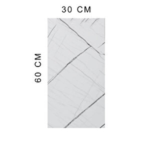 30x60 Cm Beyaz Siyah Mermer Desenli Kendinden Yapışkanlı Seramik Köpük Banyo PVC Duvar Paneli-6008