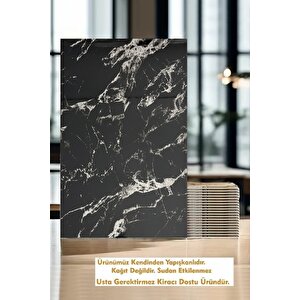 30x60 Cm Beyaz Şerit Siyah Mermer Desenli Kendinden Yapışkanlı Köpük Banyo PVC Duvar Paneli-UK-M08