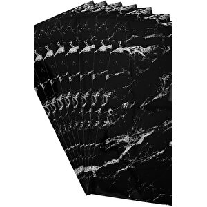 30x60 Cm Beyaz Şerit Siyah Mermer Desenli Kendinden Yapışkanlı Köpük Banyo PVC Duvar Paneli-UK-M08