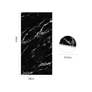 30x60 Cm Beyaz Şerit Siyah Mermer Desenli Kendinden Yapışkanlı Köpük Banyo PVC Duvar Paneli-UK-M08