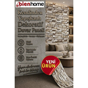4 Adet, 70x77 Cm Açık Kahve 0,54M² 3d Kendinden Yapışkanlı Tuğla Duvar Kağıdı Kaplama Panel Köpük Antik Köpük Duvar Paneli-FC26