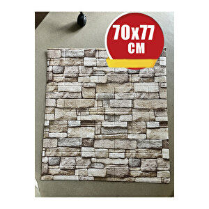 4 Adet, 70x77 Cm Açık Kahve 0,54M² 3d Kendinden Yapışkanlı Tuğla Duvar Kağıdı Kaplama Panel Köpük Antik Köpük Duvar Paneli-FC26