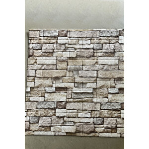 4 Adet, 70x77 Cm Açık Kahve 0,54M² 3d Kendinden Yapışkanlı Tuğla Duvar Kağıdı Kaplama Panel Köpük Antik Köpük Duvar Paneli-FC26