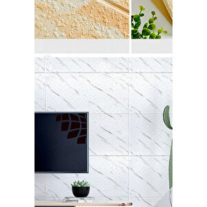 70x70 Cm 0,50M² Beyaz 3d Dekoratif Kendinden Yapışkanlı Esnek Duvar Kaplama Panel Köpük -Fc22