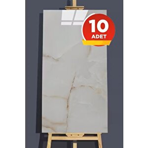 10 Adet 30x60 Cm Sarı Gold Mermer Desenli Kendinden Yapışkanlı Seramik Köpük Banyo PVC Duvar Paneli-6017