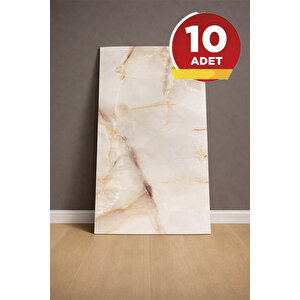 10 Adet, 30x60 Cm Bej Gold Mermer Desenli Kendinden Yapışkanlı Köpük Banyo PVC Duvar Panel-M106