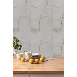 10 Adet, 30x60 Cm Bej Gold Mermer Desenli Kendinden Yapışkanlı Köpük Banyo PVC Duvar Panel-M106
