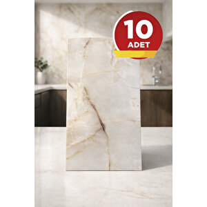 10 Adet, 30x60 Cm Bej Gold Mermer Desenli Kendinden Yapışkanlı Köpük Banyo PVC Duvar Panel-M106