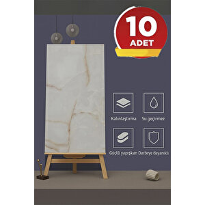 10 Adet, 30x60 Cm Bej Gold Mermer Desenli Kendinden Yapışkanlı Köpük Banyo PVC Duvar Panel-M106
