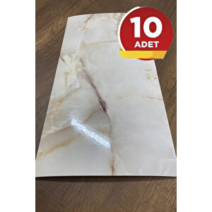 10 Adet, 30x60 Cm Bej Gold Mermer Desenli Kendinden Yapışkanlı Köpük Banyo PVC Duvar Panel-M106