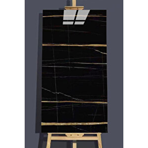 30x60 Cm Siyah Altın Mermer Desenli Kendinden Yapışkanlı Seramik Köpük Banyo PVC Duvar Paneli-6003