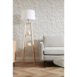 Bien Exclusive 5341 Söğüt Yaprakları Desen Soft Gri Renk Duvar Kağıdı 5,30 M²
