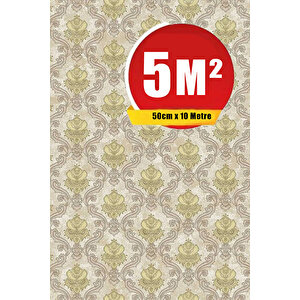 Zümrüt Exclusive 5615 Krem Küçük Damask Desen Duvar Duvar Kağıdı 5M²