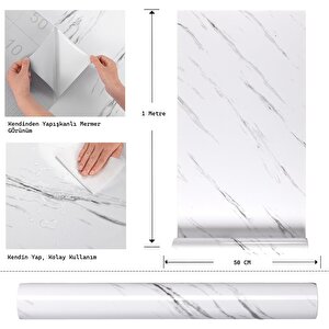 Bien Home 50x100 CM Mermer Desenler Premium Yapışkanlı Kaplama PVC Folyo BH626
