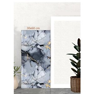 30x60 Cm Mavi Damar Mermer Desenli Kendinden Yapışkanlı Mutfak Banyo Wc Kaplama Pvc Panel-MR13