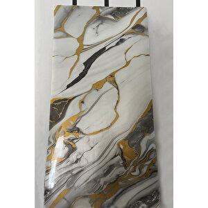 30x60 Cm Beyaz Altın Gri Mermer Desenli Kendinden Yapışkanlı Köpük Banyo PVC Duvar Paneli-UK-P07