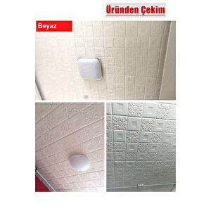 4 Adet, 70x70cm 2M² Beyaz 3d Dekoratif Kendinden Yapışkanlı Köpük Duvar Kaplama Paneli-3141-Tavan Kaplama Köpüğü