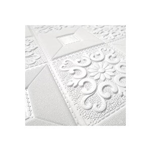 4 Adet, 70x70cm 2M² Beyaz 3d Dekoratif Kendinden Yapışkanlı Köpük Duvar Kaplama Paneli-3141-Tavan Kaplama Köpüğü