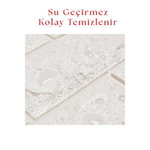 Yeni 70x30cm 0,20 M² Kendinden Yapışkanlı Duvar Paneli Beyaz Tuğla Esnek Köpük