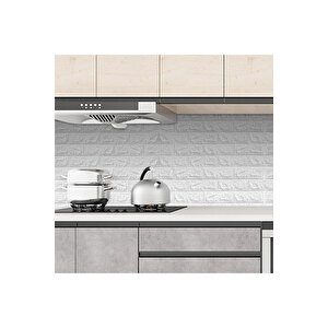 Yeni 70x30cm 0,20 M² Kendinden Yapışkanlı Duvar Paneli Beyaz Tuğla Esnek Köpük
