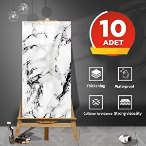 10 Adet 30x60 Cm Siyah Gold Mermer Desenli Kendinden Yapışkanlı Seramik Köpük Banyo PVC Duvar Paneli-m11