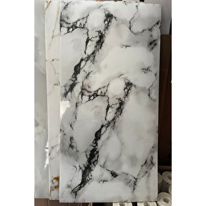 30x60 Cm Siyah Gold Mermer Desenli Kendinden Yapışkanlı Seramik Köpük Banyo PVC Duvar Paneli-m11