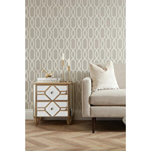 5376 Metalik Bej ve Soft Kahve Geometrik Desen Duvar Kağıdı 5,30 M²