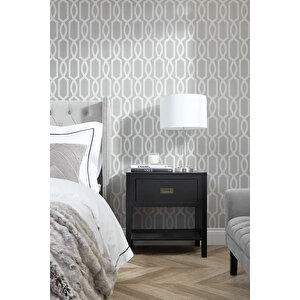 5377 Metalik Gri ve Soft Bej Geometrik Desen Duvar Kağıdı 5,30 M²