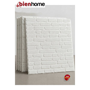 4 Adet, 70x77 Cm Kesme Antik Beyaz Duvar Panel 3D Tuğla Görünümlü Beyaz 0,54M² 3d Kendinden Yapışkanlı Tuğla Duvar Kağıdı Kaplama Panel Köpük-3106