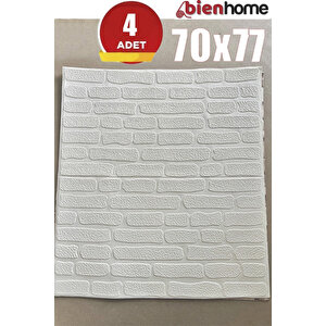 4 Adet, 70x77 Cm Kesme Antik Beyaz Duvar Panel 3D Tuğla Görünümlü Beyaz 0,54M² 3d Kendinden Yapışkanlı Tuğla Duvar Kağıdı Kaplama Panel Köpük-3106