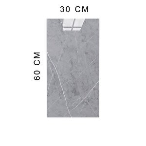 30x60 Cm Gri Mermer Desenli Kendinden Yapışkanlı Seramik Köpük Banyo WC Kaplama PVC Duvar Paneli